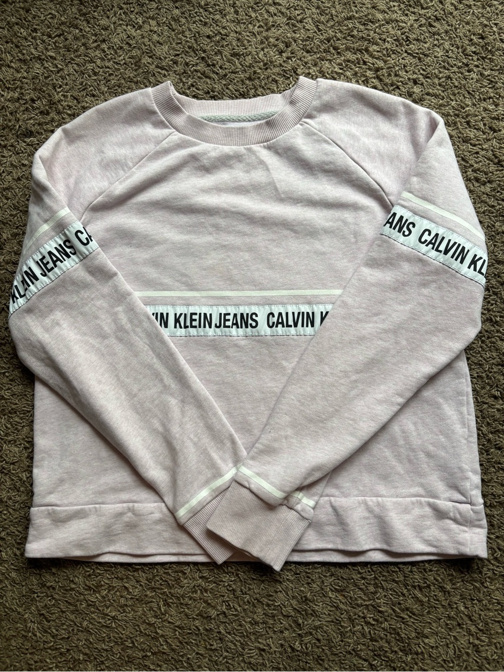 Calvin Klein Jeans Pale Pink Logo Tape Crewneck Sweatshirt
